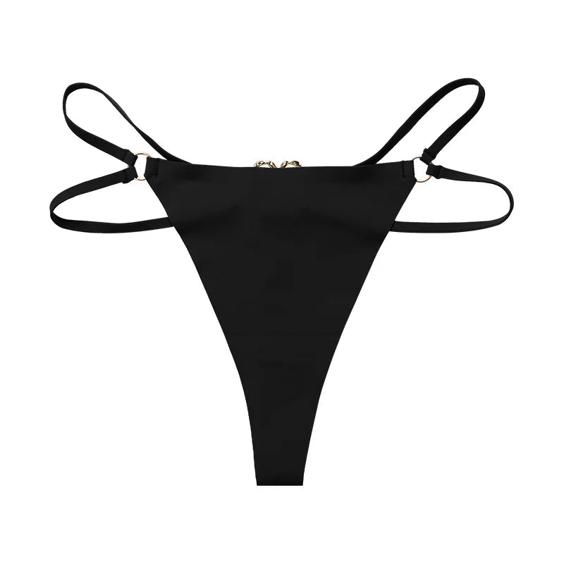 Ice Silk Girls Briefs Iron Ring Sexy Women G String Panties Underwear Thong Seamless Underpants Yoga Lingerie Plus Size S-XL