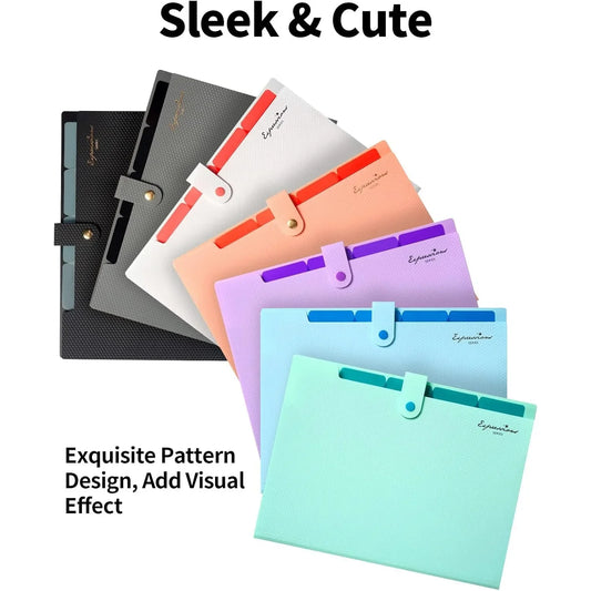 Expanding File Folder,5 Pocket Folders for Documents,Portable Paper Organizer for School Office Supplies,A4 Size
