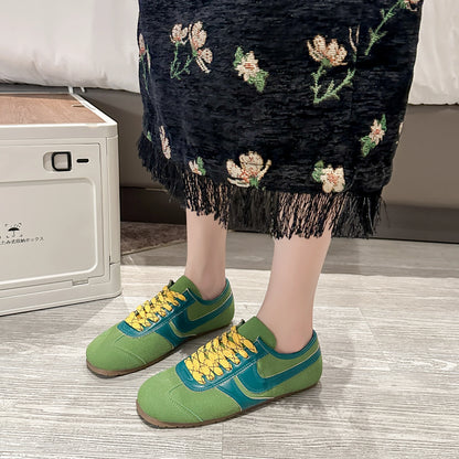 Shoes for Women 2025 Spring Autumn New Genuine Leather Ladies Moral Training Vulcanized shoes Retro Casual Flat Women's Sneakers
