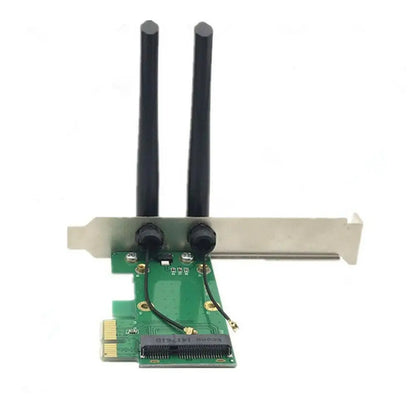 Wireless Wifi Network Card Mini PCIE To PCI-E 1X Desktop Adapter Accessories Antennas Computer Parts 2 Antennas Adapter