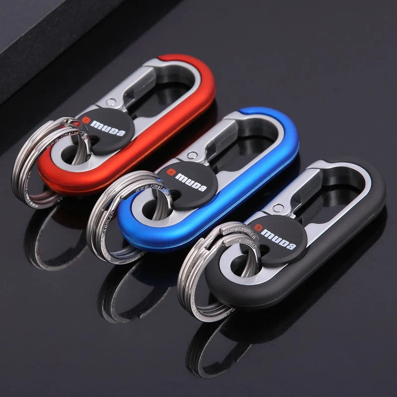3pcs Keychain Men Stainless Steel Buckle Outdoor Carabiner Climbing Tool Double Ring Car Fishing Hook Key Ring Accessories