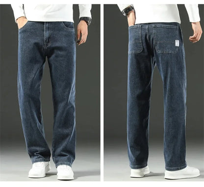2025 New Spring and Autumn Men's Jeans, Loose, Comfortable, Straight, Business Casual, Versatile Wide-leg Business Trousers