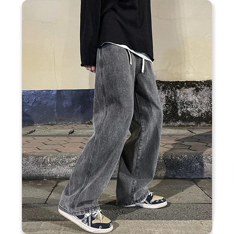 2024 Men's Hip-Hop Baggy Jeans Streetwear Oversized Wide Leg Pants - Drape Loose Fit Casual Trousers High Quality Free Shipping