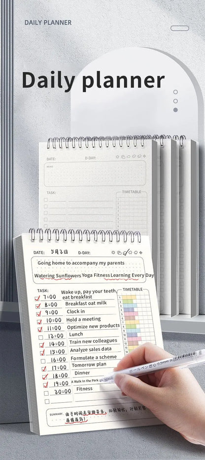 1pc Planner Agenda Spiral A5 Notebook Schedules Daily Plan To Do List Notepad 160 Pages Thick Office School Supplies Stationery