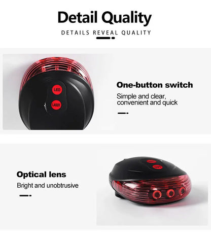 Bicycle Rear Light Red Tail Light LED Night Safety Warning Light Cycling Taillight Easy to Install Lantern for Bike Accessories