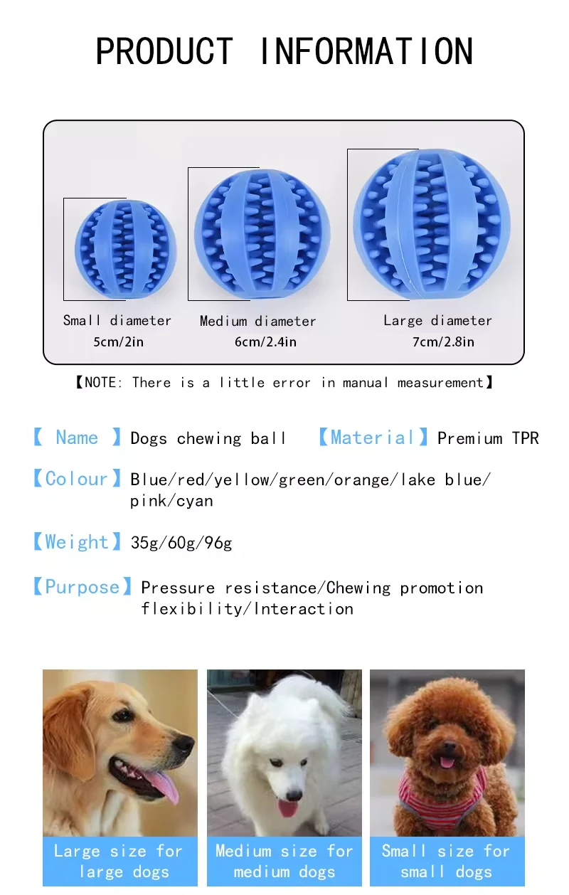 Dog Toy Ball, Nontoxic Bite Resistant Toy Ball for Pet Dogs Puppy Cat, Dog Pet Food Treat Feeder Chew Tooth Cleaning Ball