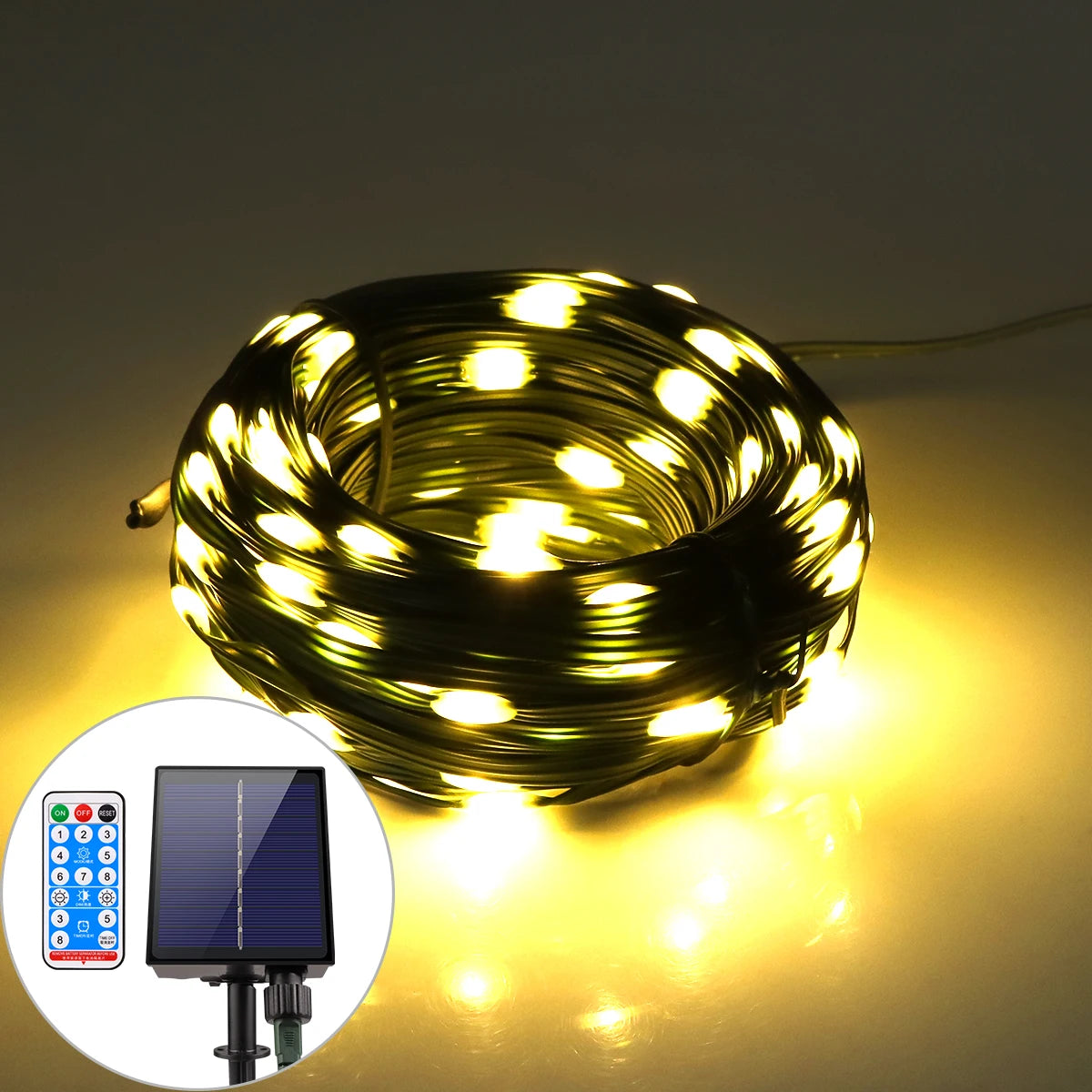 Leather LED Solar String Fairy Lights 100M Christmas Lights Waterproof Outdoor Garland High-Power Solar Lamp For Garden Decor