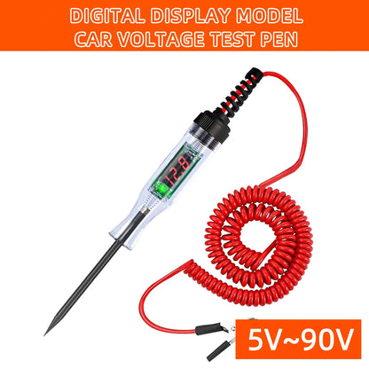 6/12/24v48v Dc Digital Display Extended Spring Cable Automotive Digital Voltage Circuit Tester Truck Automotive Light Test Pen