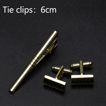 Men's Classic Tie Clips Cufflinks Set Luxury Tie Pin Accessories Shirts Cuff Tie Clips Fashion Cufflink for Men Gifts Jewelry