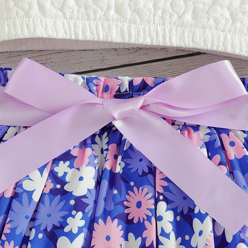 Kids Summer Clothes Set 2-5 Years Trendy Camisole and Floral Skirt 2Pcs Girls Outfit Children's Suspenders Top Suit