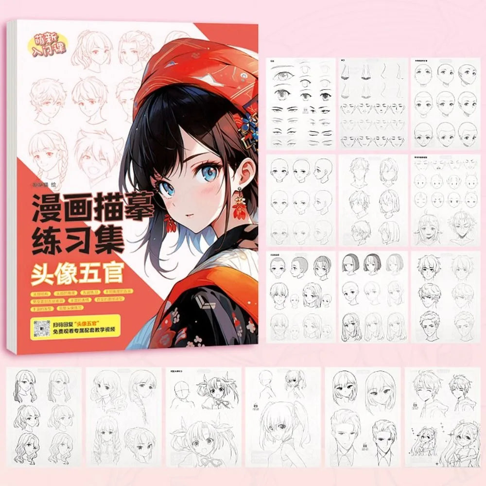 Comics Girl Boy Comics Hand Drawn Tutorial Book Studying Novice Zero Basic Line Draft Practice Book Drawing Copy Book Learning