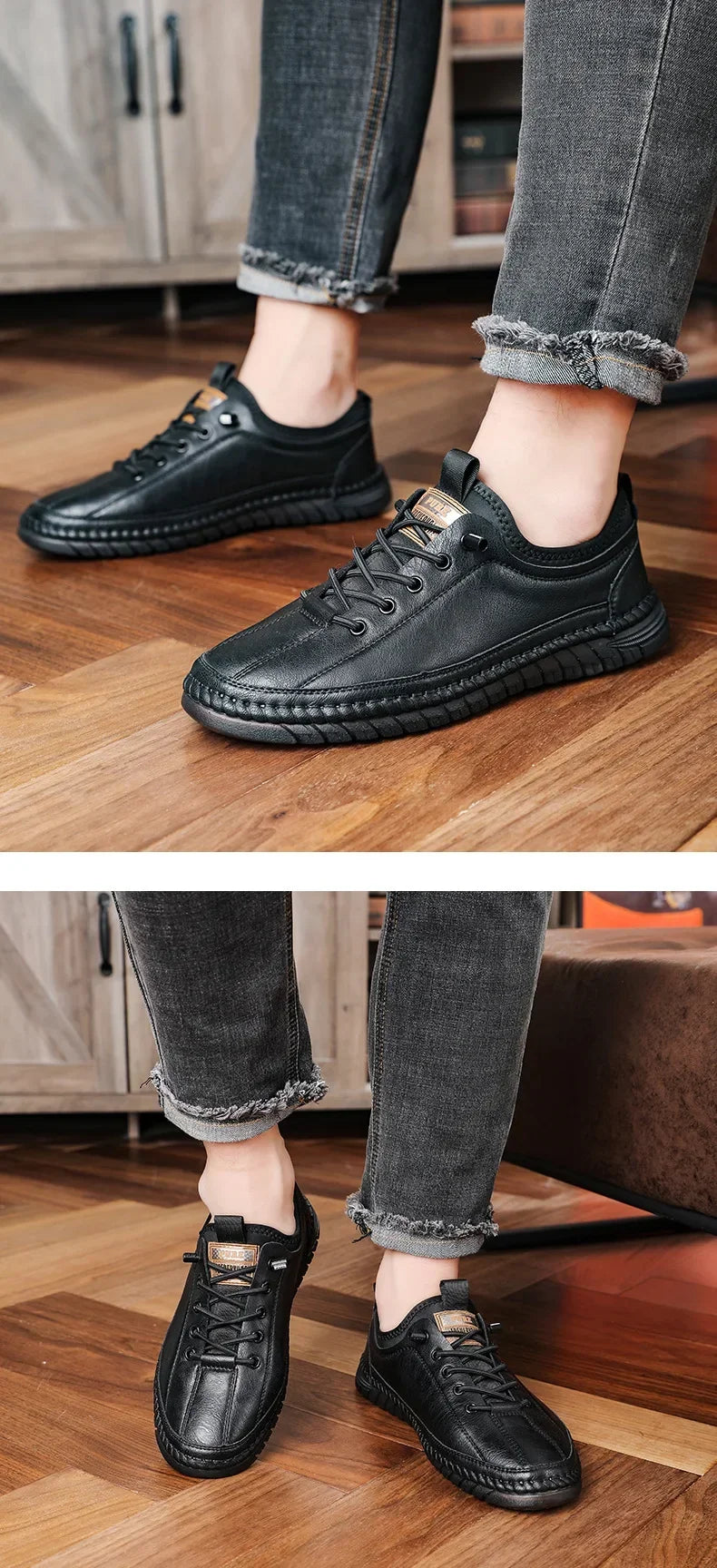 Shoes for Men Leather Casual Handmade Shoes Outdoor Hiking Sneakers Men Breathable Lace Up Sport Mens Shoes Zapatos De Hombre