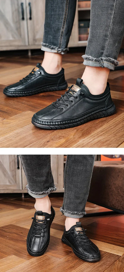 Shoes for Men Leather Casual Handmade Shoes Outdoor Hiking Sneakers Men Breathable Lace Up Sport Mens Shoes Zapatos De Hombre