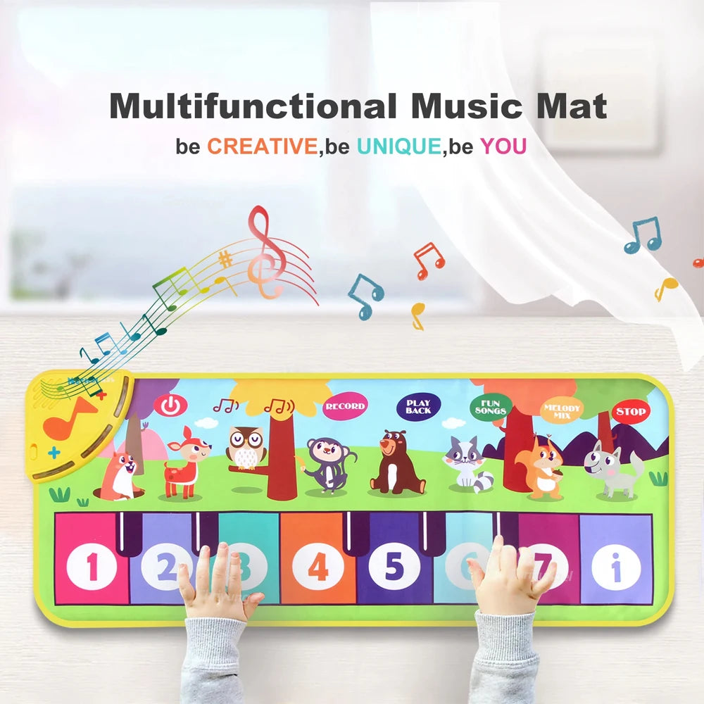 Piano Mat for Kids Kids Toddlers Floor Keyboard Dance Mat Baby Fitness Play Animal Music Blanket Instrument Toys Girl Boy Gift