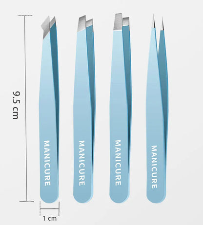 HUAZDS Eyebrow Tweezer Colorful Hair Beauty Fine Hairs Puller Stainless Steel Slanted Eye Brow Clips Removal Makeup Tools