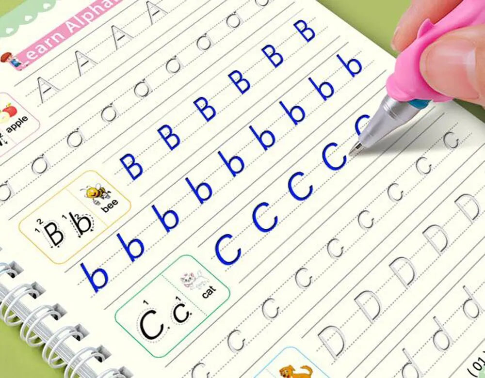 4 Books Pen Magic Writing Book Calligraphy Notebook Montessori Kids Reusable Educational Calligraphic Letter Practice Toy