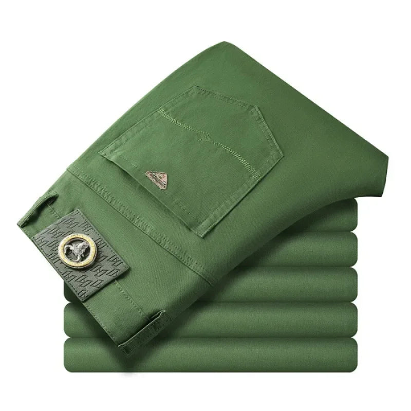 Seven-Color Stretch Jean Men's Trendy Wild Simple 97% Cotton High-End Slim-Fitting Small Straight Casual Men's Clothing Trousers