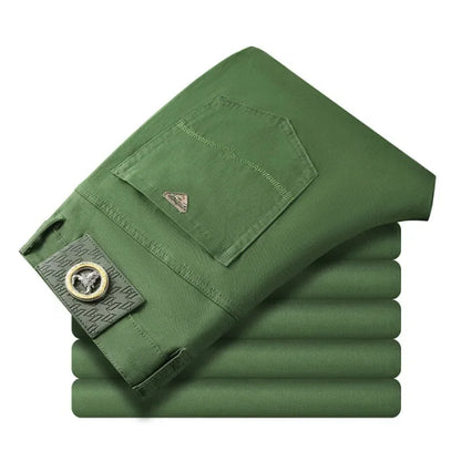 Seven-Color Stretch Jean Men's Trendy Wild Simple 97% Cotton High-End Slim-Fitting Small Straight Casual Men's Clothing Trousers