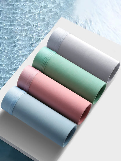 4Pcs Men's Underwear Ice Silk Breathable Soft Men's Pants Fashion Personality Sports Fitness Casual Men's Boxers Briefs