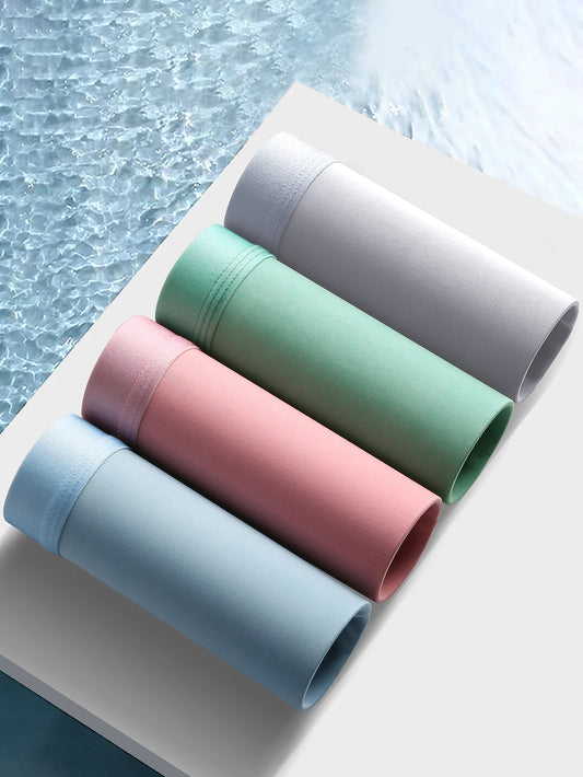 4Pcs Men's Underwear Ice Silk Breathable Soft Men's Pants Fashion Personality Sports Fitness Casual Men's Boxers Briefs