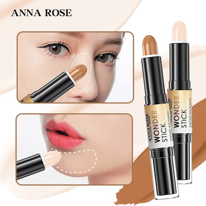 Double-ended  Face Foundation Concealer Pen, highlighter, waterproof and sweatproof, high nose bridge, face slimming for Makeup