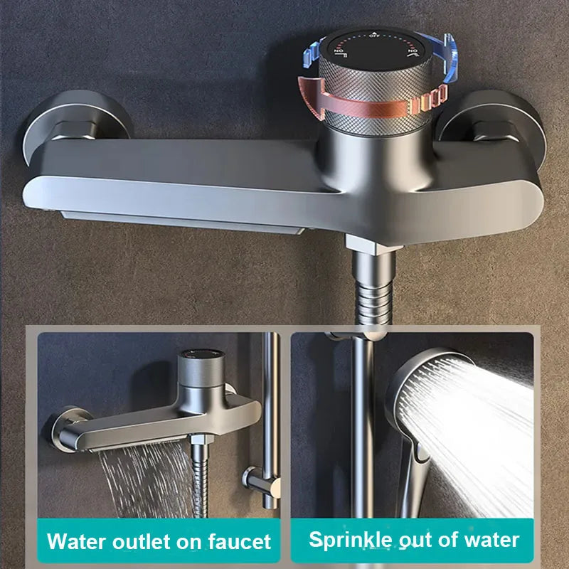 Bathroom Brass Basin Faucets Shower Faucet Wall Mounted Hot Cold Water Dual Spout Mixer Tap For Bathroom