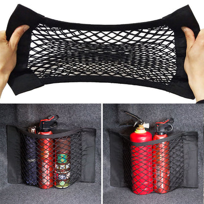 Car Rear Seat Storage Organizer Mesh Adjustable Elastic Straps Anti-Slip Net for SUV Sedan Vehicle Interior Organization Tools