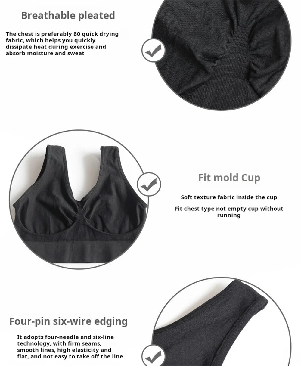 Women'S Seamless Bra For Women Crop Top Black Vertical Stripe Breathable Sports Bra Fitness Tube Tops Yoga Underwear Sports Bra