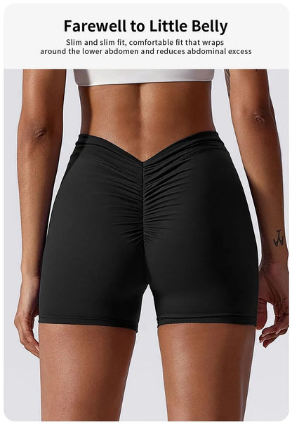 Women's Sexy Stretch Yoga Shorts With Hip Lifting And Abdominal Tightening Tight Fitness Wearing Running Pants Externally