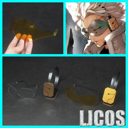 Anime Hawks Cosplay Accessories Adult Men Transparent Yellow Glasses Earphone Halloween Party Roleplay Props