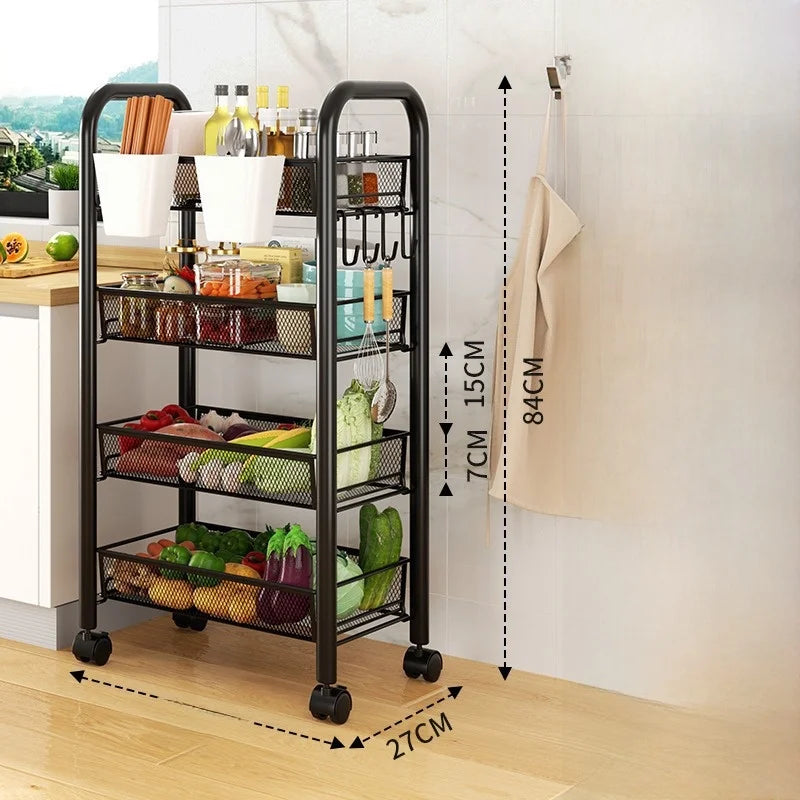 Kitchen Storage Ra Doorstep Drop off Mobile Cart Standalone Floor-Mounted Multi-Functional Organizer for Cooking Utensils