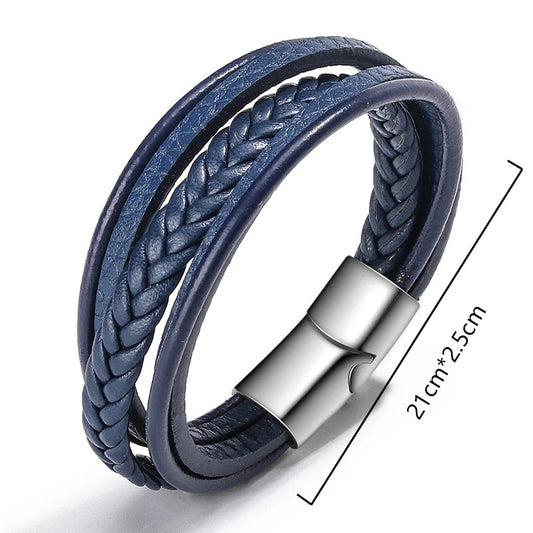 Leather Bracelet For Men New Accessories Handmade Rope Leather Folk Style Bracelet Leather Bracelet Magnetic Bracelet