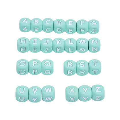 Clearance_12mm 26Pcs Silicone Letter Beads 15 Colors Colorful Alphabet Silicone Chewing Bead for Pacifier Clip Chain Not Choose