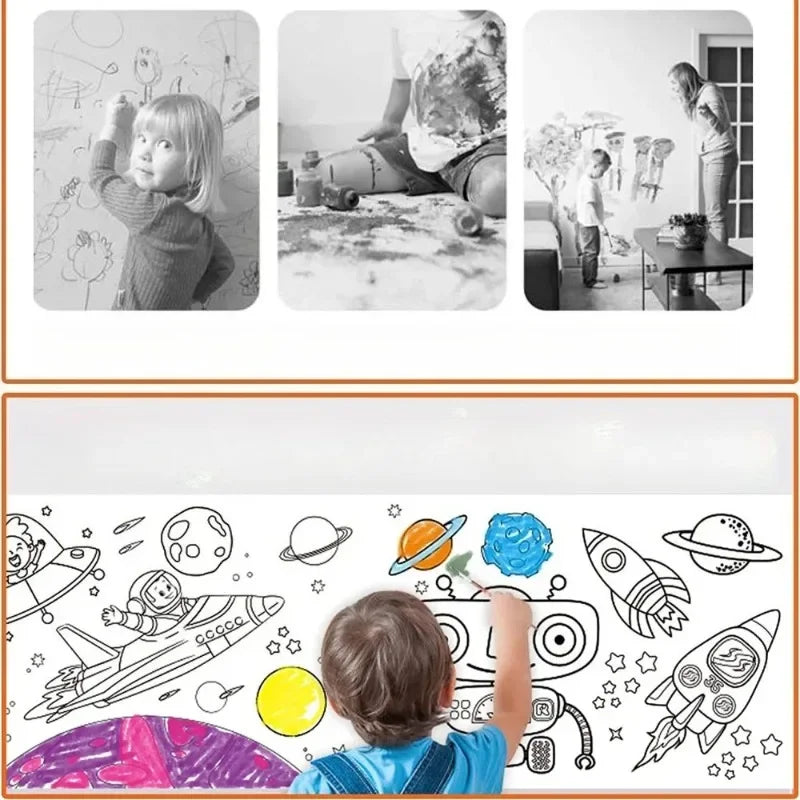 300CM DIY Drawing Roll Sticky Color Filling Paper Graffiti Scroll Coloring Roll Kids DIY Painting Educational Toys For Children