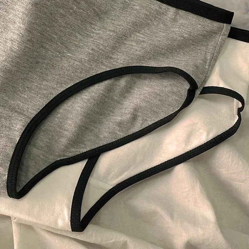 Sports Cool Style Minimalist Girls' Underwear Mid Waist Japanese White Black Cotton Women's Triangle Стринги Женские