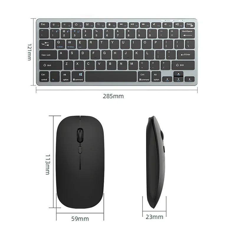 Bluetooth 5.0 &2.4G Wireless Keyboard and Mouse Combo Mini Multimedia Keyboard Mouse for Computer Laptop PC iPad Macbook Android