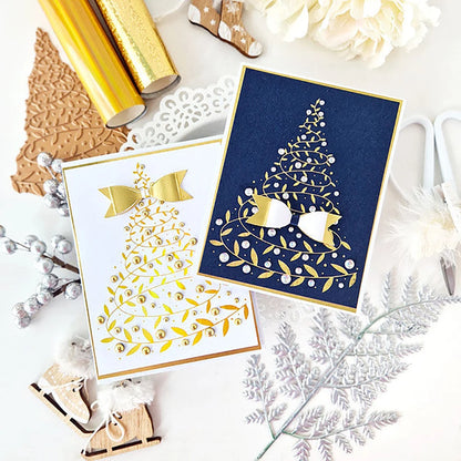 Christmas Tree And Sentiment Words Metal Cutting Dies For DIY Card Making Scrapbooking Photo Album Crafting Supplies Template