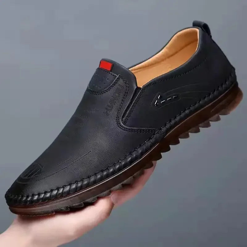 High Quality Men Shoes Handmade Leather Footwear Male Casual Business Flats Outdoor Soft Soled Travel Sneakers