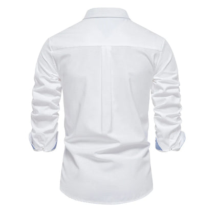AIOPESON New Spring Cotton Blend Men's Oxford Shirt Long Sleeve Button Down Social Buinesss Casual Shirts for Men