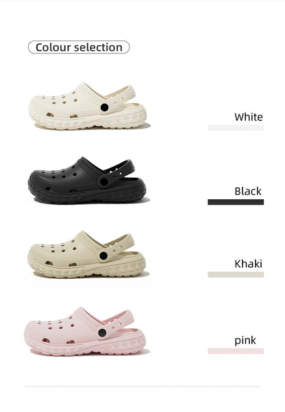 Women and Men's Hole Shoes Summer Non-Slip Outdoor Sandals Closed Toe Shit Feeling Beach Slippers Thick Bottom Soft Bottom