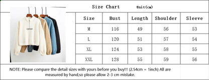 Women Letter Embroidery Stand Neck Fleece Cropped Hoodies Autumn Long Sleeve Drawstring Sweatshirt New Casual Plush Velvet Tops