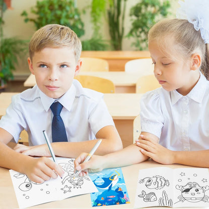 24pcs Coloring Books Colouring Pages Bulk Ocean Colorful Drawing DIY Art Doodle Painting Learning Color Booklet Arts Beginners