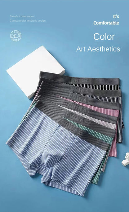 1Pcs Boxer Shorts Men's Underwear Sexy Panties Cotton Striped Man Underpants Male Boxers Homme U Convex Lingerie Free Shipping