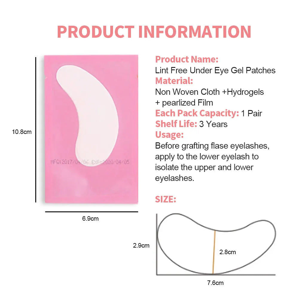 50Pairs Eyelash Pad Gel Patch Grafting Eyelashes Under Eye Patches For Eyelash Extension Paper Sticker Application Make Up Tools