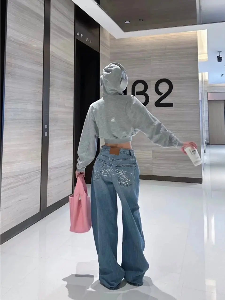 Gradient Spring 2025 Blue Jeans Women Y2K Vintage High Waisted Jeans Straight Streetwear Loose Large Wide Leg Denim Pants