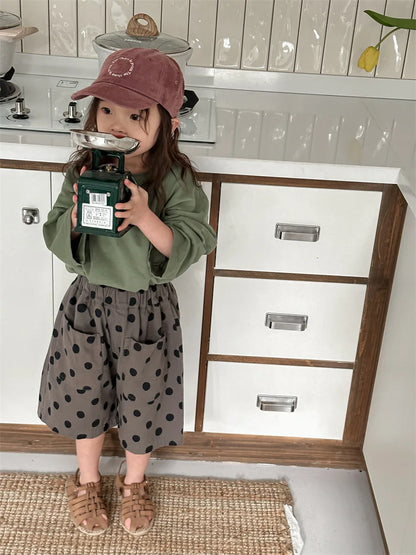 Korean Children's Clothes 2025 Kids Boys 0-3Y Baby Girls Cotton Solid Color Long Sleeve Loose Fit Base Layer Soft Wear Top