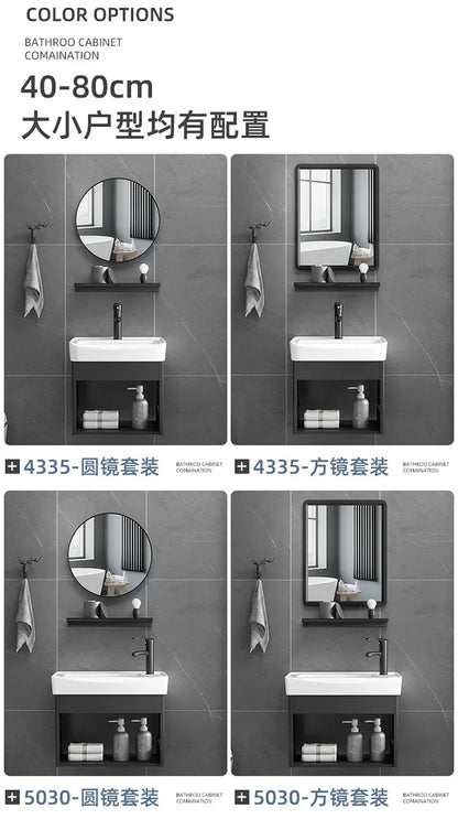 Bathroom Vanity with Sink Toilet Simple Small Apartment Household Wall-mounted Storage Balcony Washbasin Cabinet with Mirror