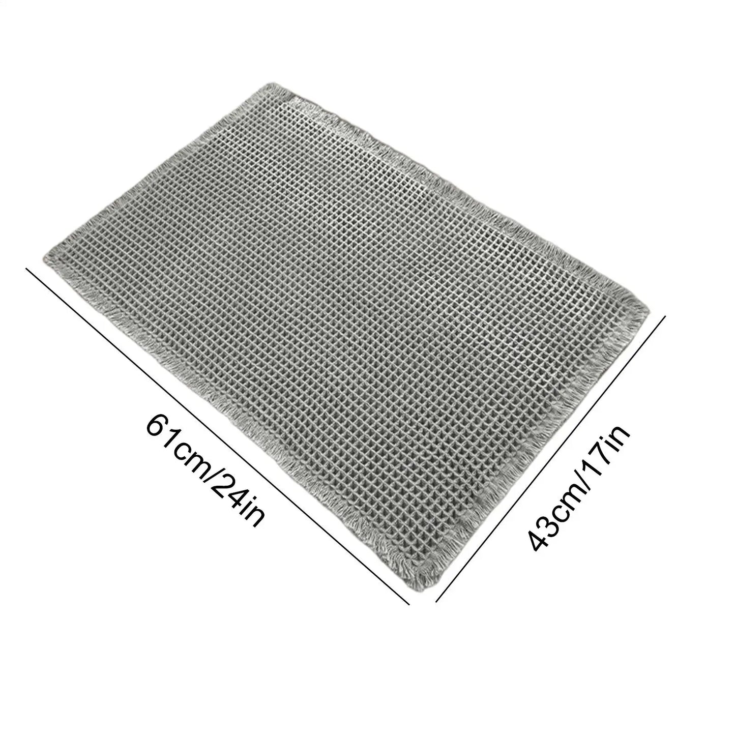 Bath Mat Bathroom Rugs Shower Mat Non Slip Waffle Quick Dry Machine Washable Carpet Super Absorbent Waffle Bathroom Mat