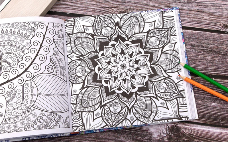 1 Books Mandalas Flower Coloring Book For Children Adult Relieve Stress Kill Time Graffiti Painting Drawing Art Book Stationerys