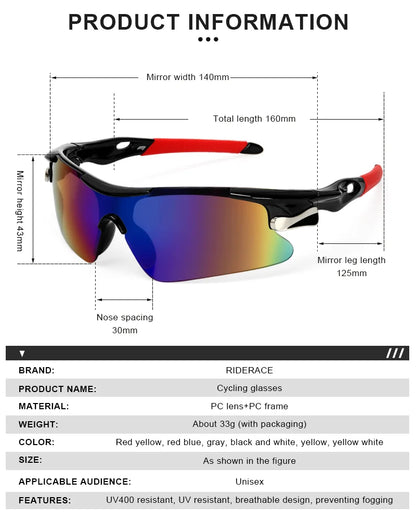 Sports Men Sunglasses Road Bicycle Glasses Mountain Cycling Riding Protection Goggles Eyewear Mtb Bike Sun Glasses